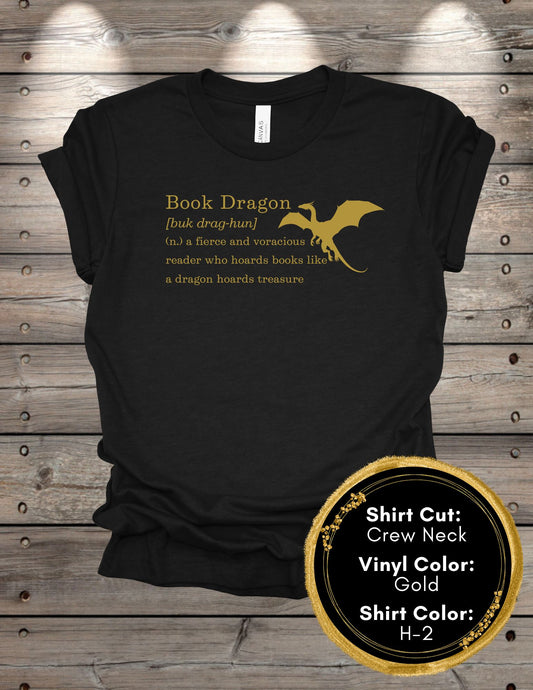 Book Dragon Definition (Crew Neck T-Shirt, V-Neck T-Shirt)