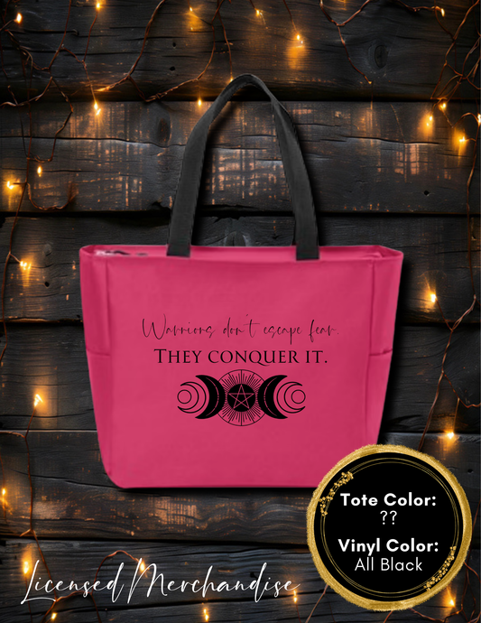 Warriors Don't Escape Fear They Conquer It Zipper Tote