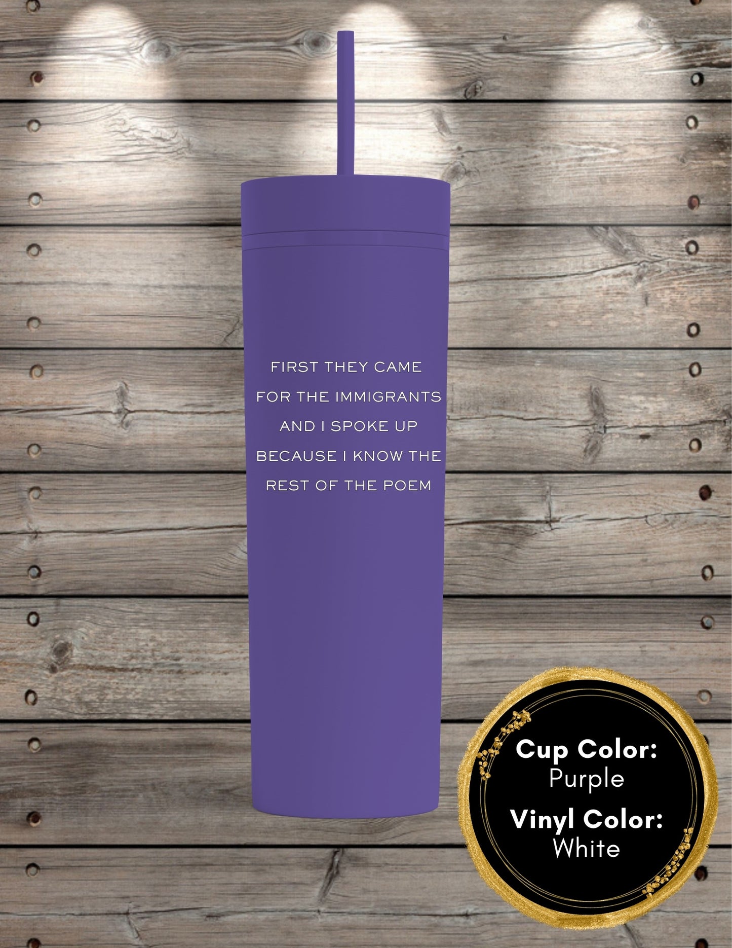 First They Came Poem Skinny Tumbler