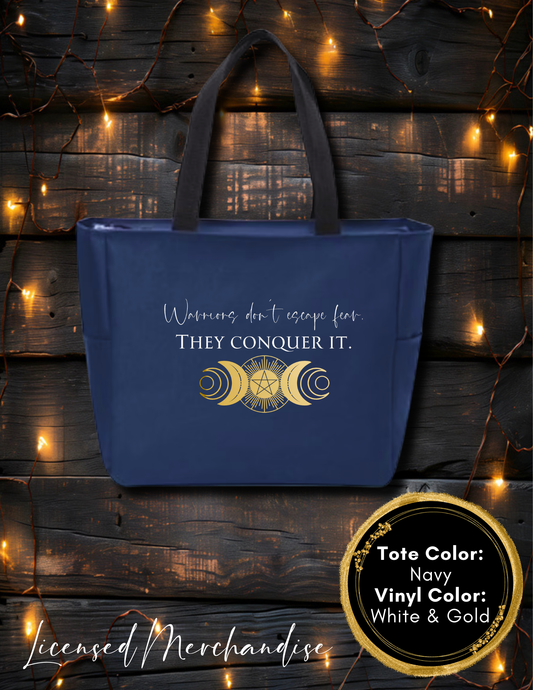 Warriors Don't Escape Fear They Conquer It Zipper Tote