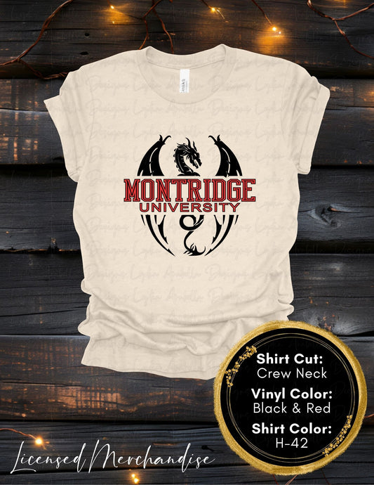 Montridge University (Crew Neck T-Shirt, V-Neck T-Shirt)