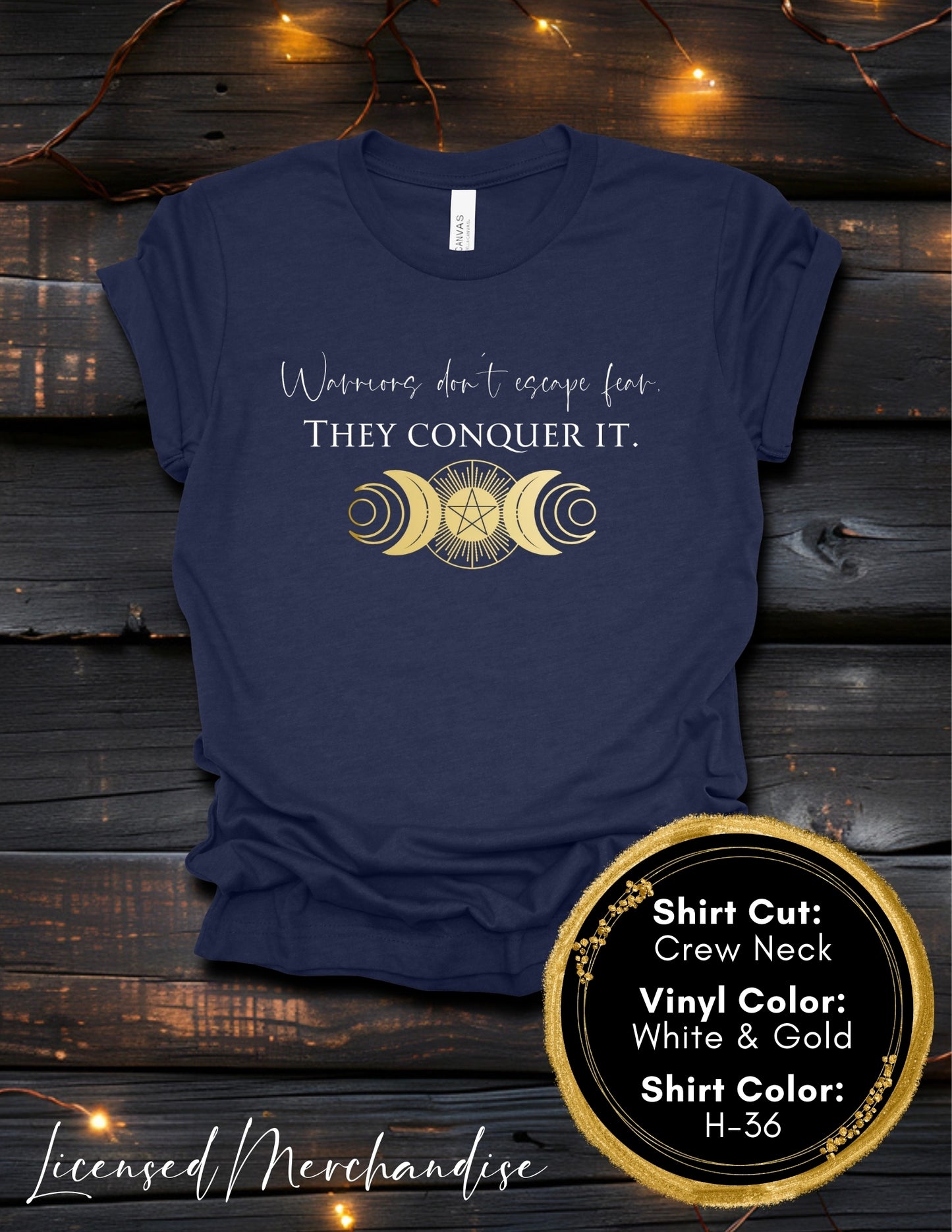 Warriors Don't Escape Fear They Conquer It (Crew Neck T-Shirt, V-Neck T-Shirt)
