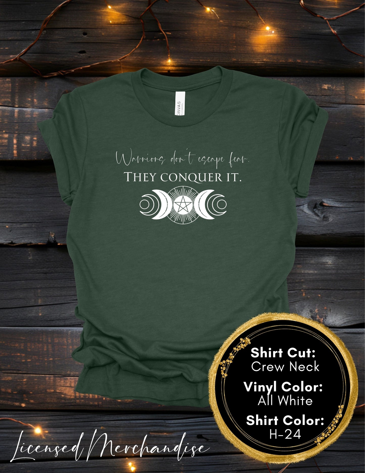 Warriors Don't Escape Fear They Conquer It (Crew Neck T-Shirt, V-Neck T-Shirt)