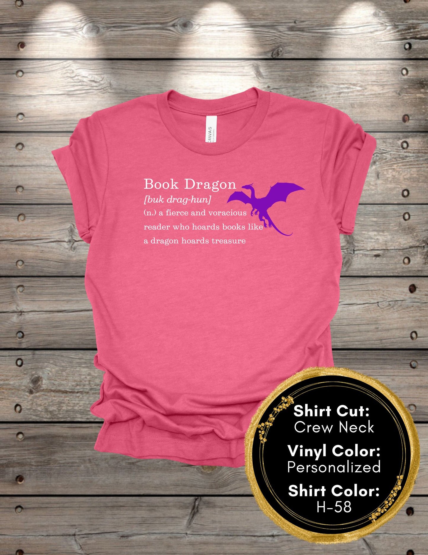 Book Dragon Definition (Crew Neck T-Shirt, V-Neck T-Shirt)