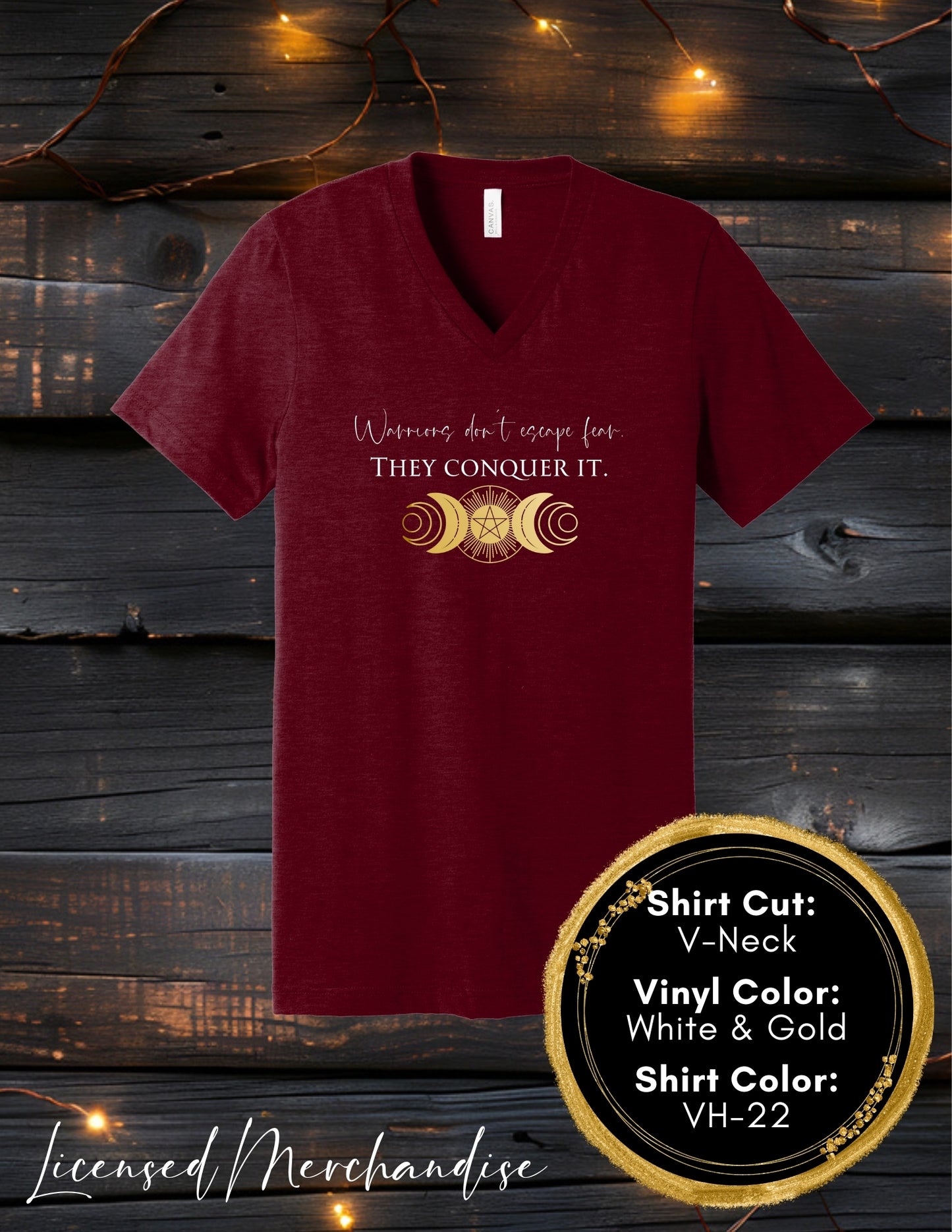 Warriors Don't Escape Fear They Conquer It (Crew Neck T-Shirt, V-Neck T-Shirt)