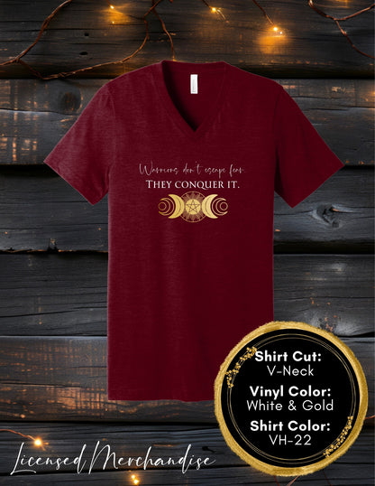 Warriors Don't Escape Fear They Conquer It (Crew Neck T-Shirt, V-Neck T-Shirt)