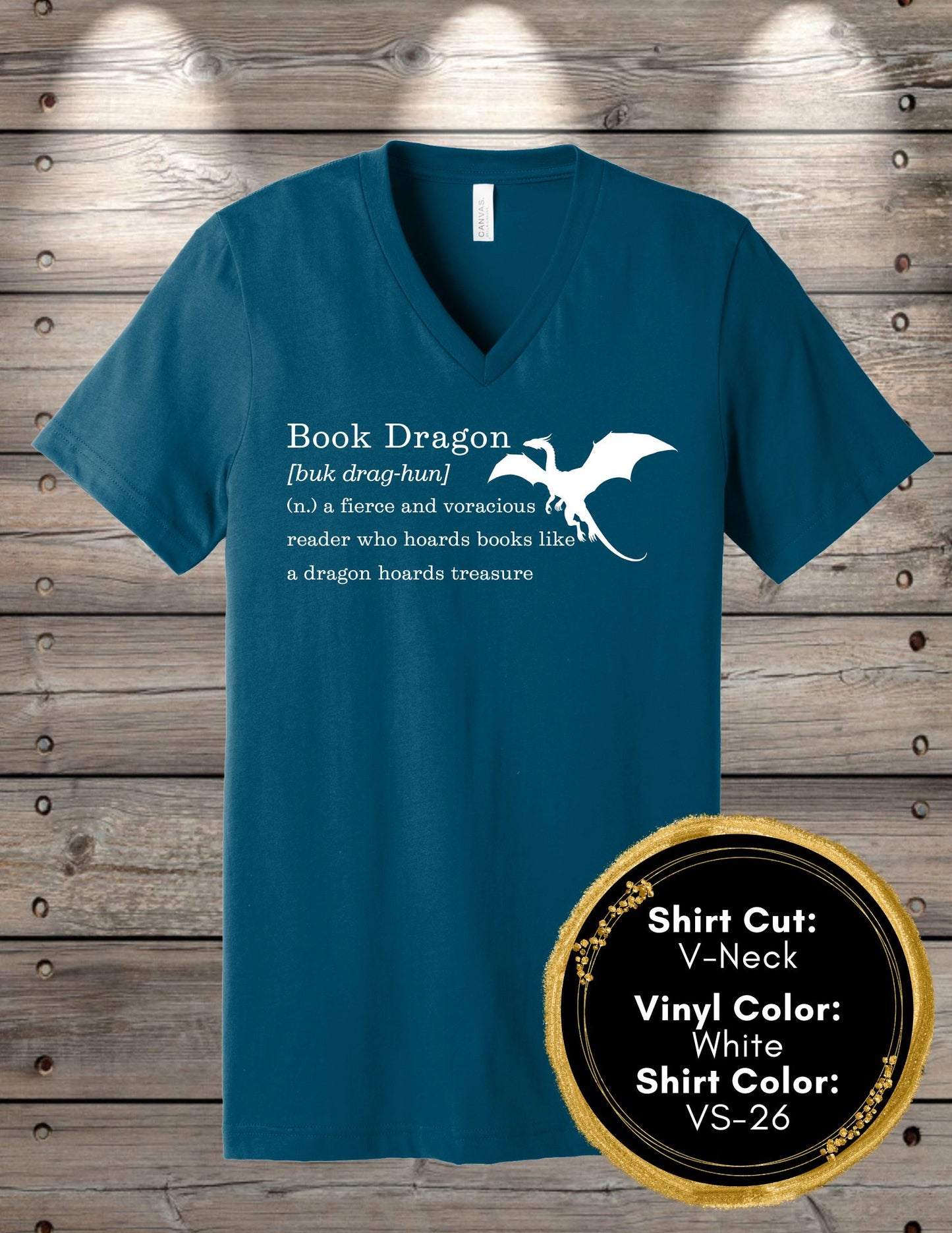 Book Dragon Definition (Crew Neck T-Shirt, V-Neck T-Shirt)