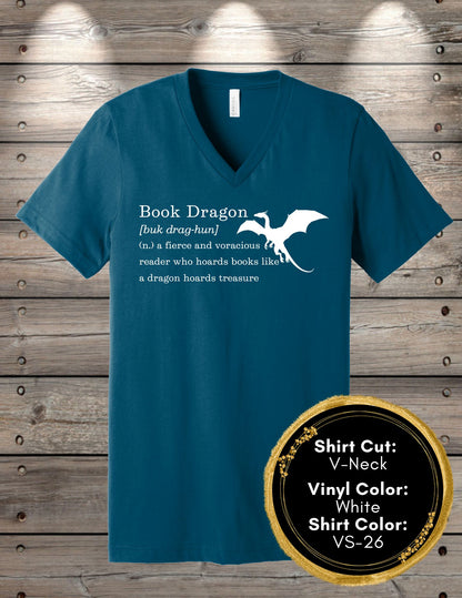 Book Dragon Definition (Crew Neck T-Shirt, V-Neck T-Shirt)