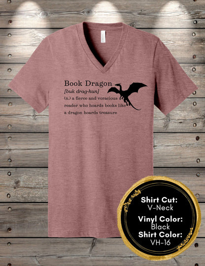 Book Dragon Definition (Crew Neck T-Shirt, V-Neck T-Shirt)