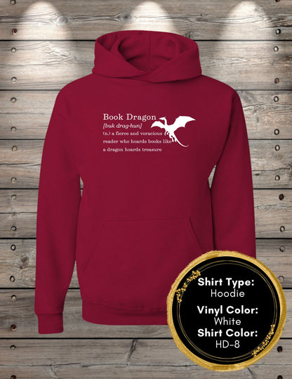 Book Dragon Definition (Long Sleeve T, Sweatshirt, Hoodie)